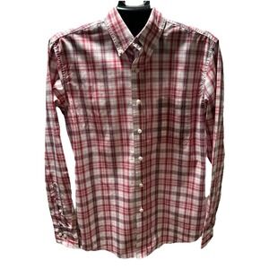 Wrangler Riata Button Down Shirt Men's Size S Red/White Plaid Long Sleeve